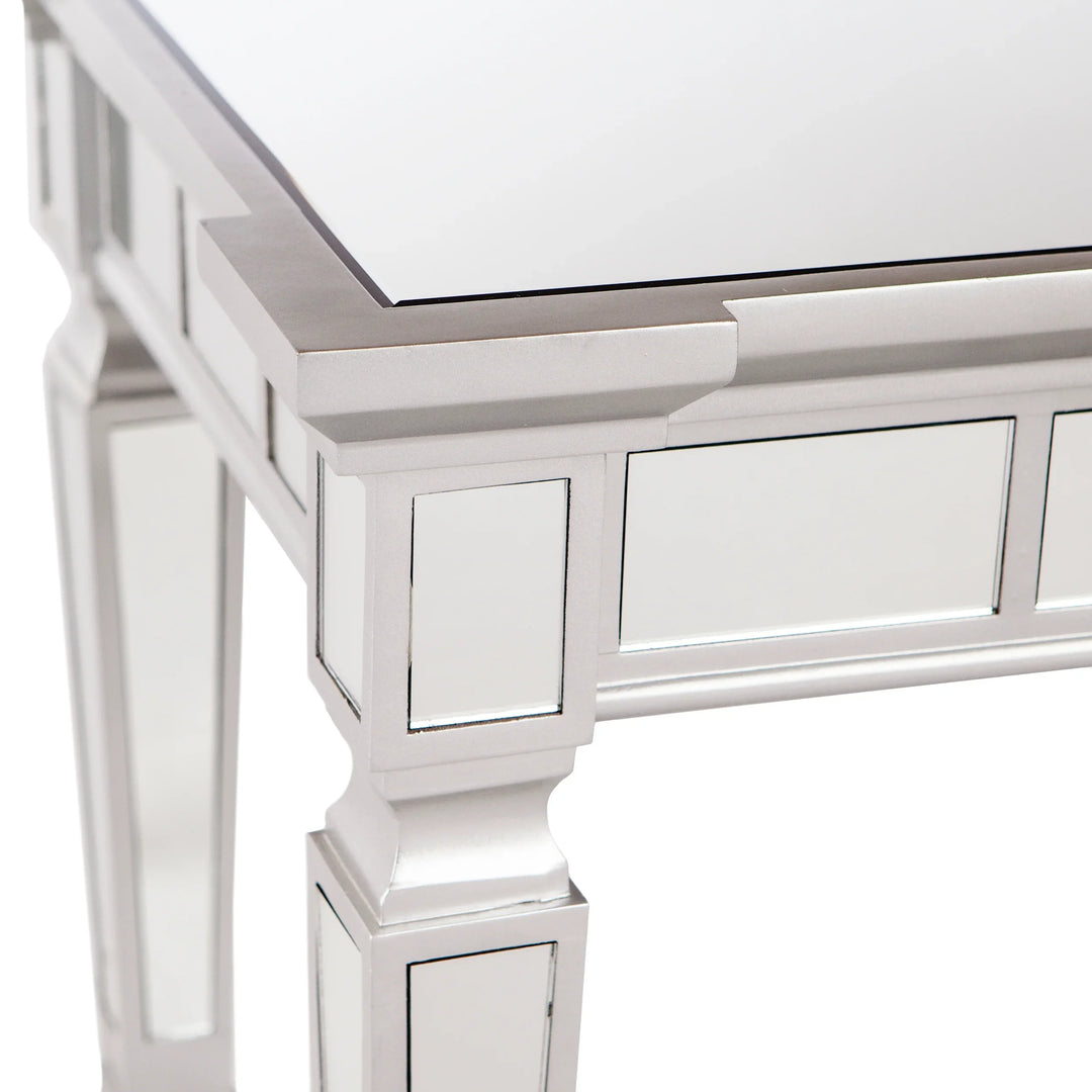 Glenview Glam Mirrored Console Table - Matte Silver - AmericanHomeFurniture