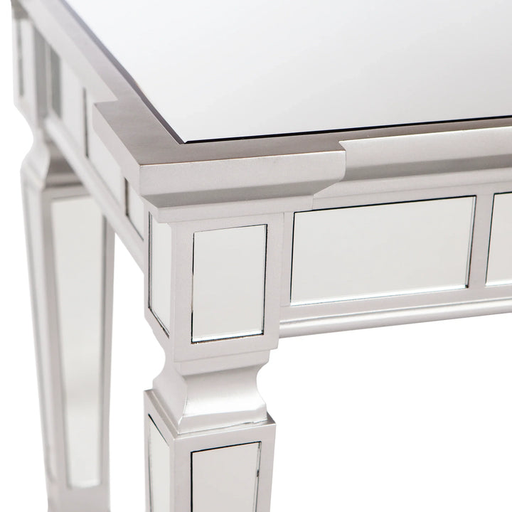 Glenview Glam Mirrored Console Table - Matte Silver - AmericanHomeFurniture