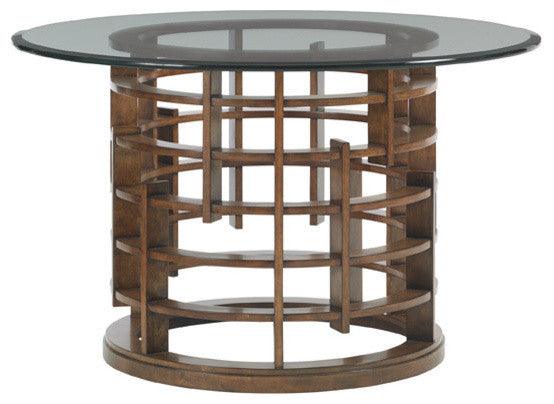 Tommy Bahama Home Island Fusion Meridien Round Dining Table With 60 Inch Glass Top DINING TABLES