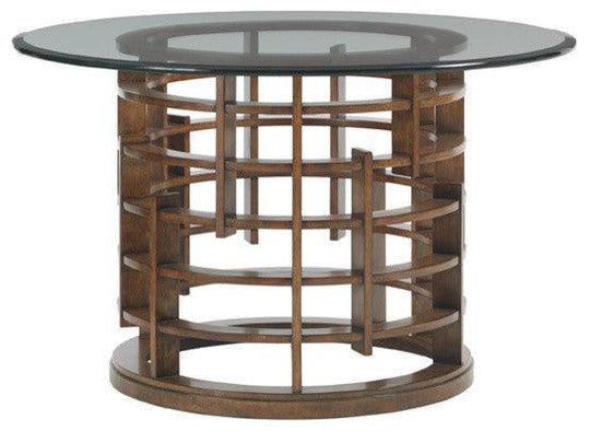 Tommy Bahama Home Island Fusion Meridien Round Dining Table With 60 Inch Glass Top DINING TABLES