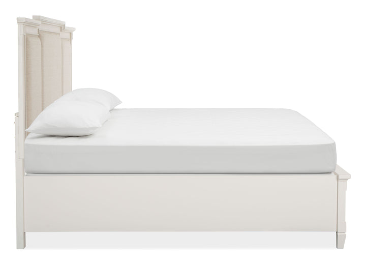 Willowbrook Egg Shell White Panel Upholstered Storage Bed