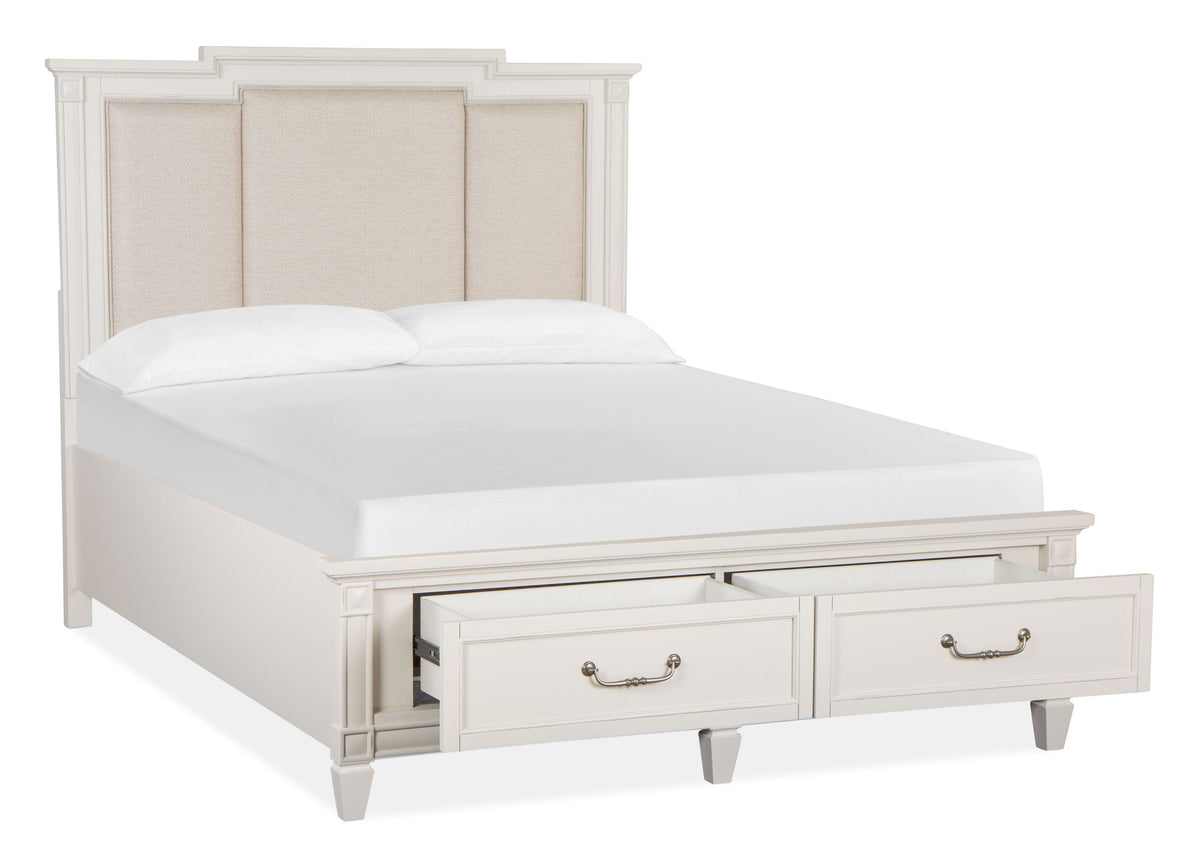 Willowbrook Egg Shell White Queen Panel Upholstered Storage Bed - B5324-55A