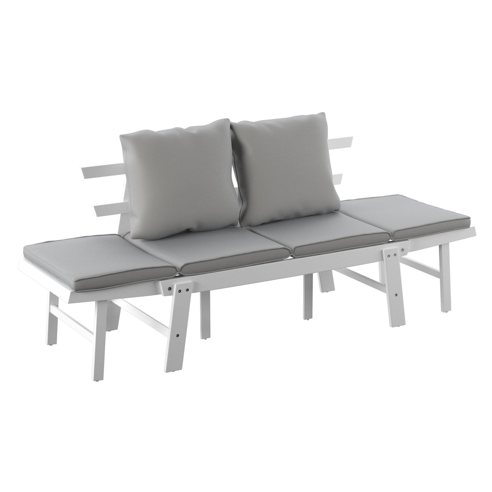 SEI Furniture Holly & Martin Dolavon Outdoor Convertible Lounge Chair – White w/ Gray Cushions OUTDOOR CHAISE LOUNGES