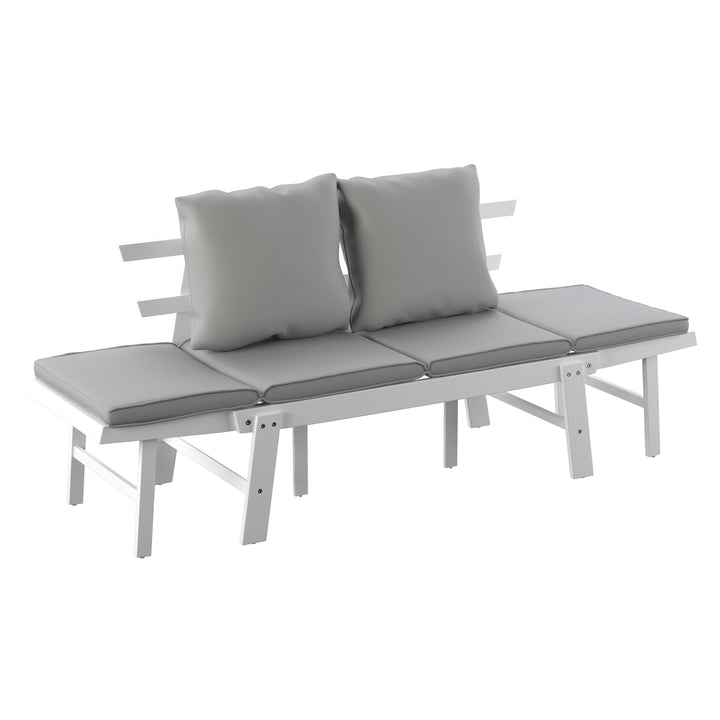 American Home Furniture | SEI Furniture - Holly & Martin Dolavon Outdoor Convertible Lounge Chair – White w/ Gray Cushions