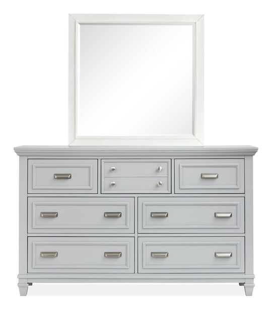 Charleston Harbor Gray And White Dove Grey Drawer Dresser With White Landscape Mirror - B5611-20GY40WH