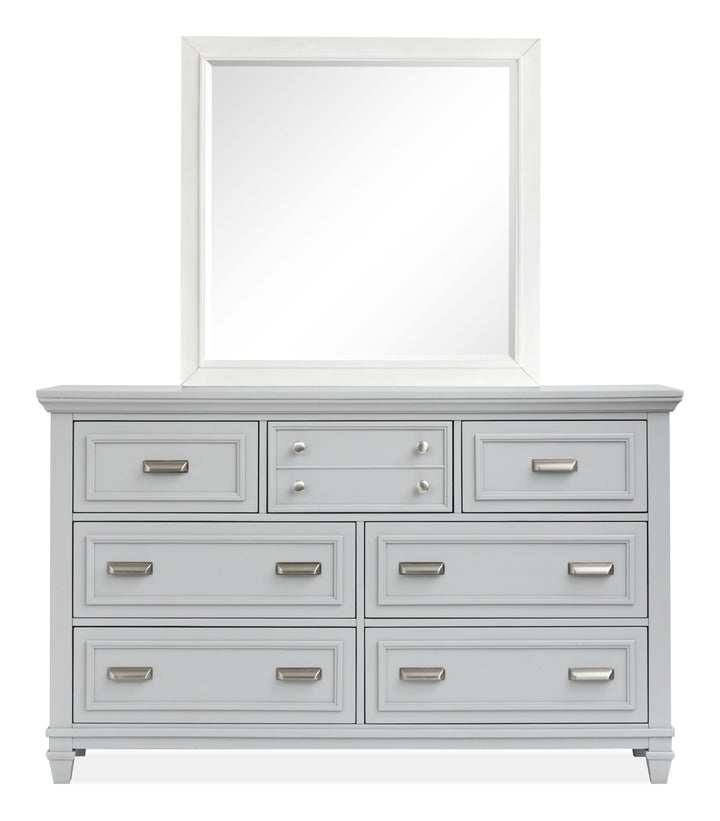 Charleston Harbor Gray And White Dove Grey Drawer Dresser With White Landscape Mirror - B5611-20GY40WH
