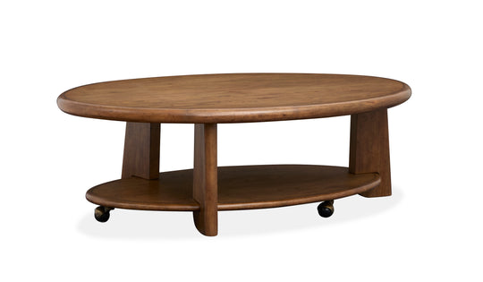 Tanner Tawny Brown Oval Cocktail Table With Casters - T6354-47