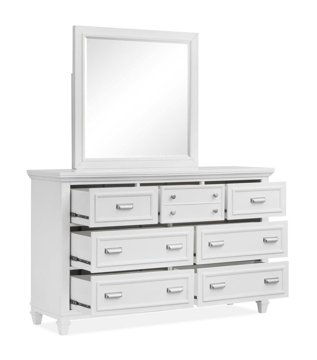 Charleston White Dove White Drawer Dresser With Landscape Mirror - B5611-20WH40WH