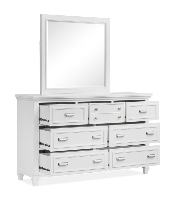 Charleston White Dove White Drawer Dresser With Landscape Mirror - B5611-20WH40WH