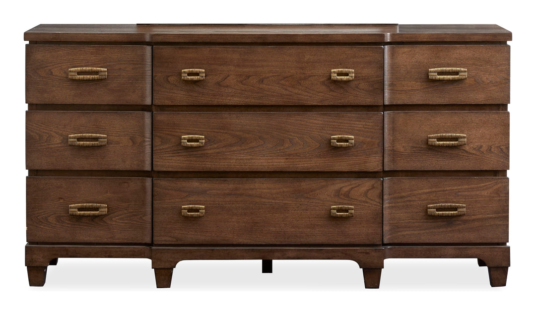 Sugar Mill Spiced Rum Drawer Dresser With Shaped Mirror - B5832-2045