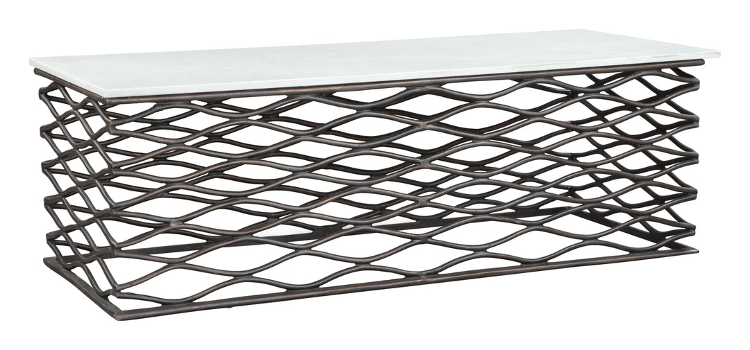 Duchess Coffee Table White & Antique Bronze - AmericanHomeFurniture