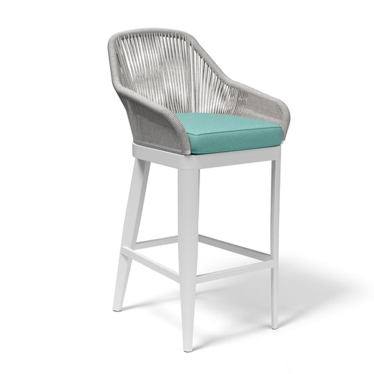 Miami Barstool in Dupione Celeste w/ Self Welt