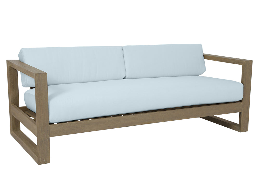 Coastal Teak Sofa in Canvas Skyline, No Welt