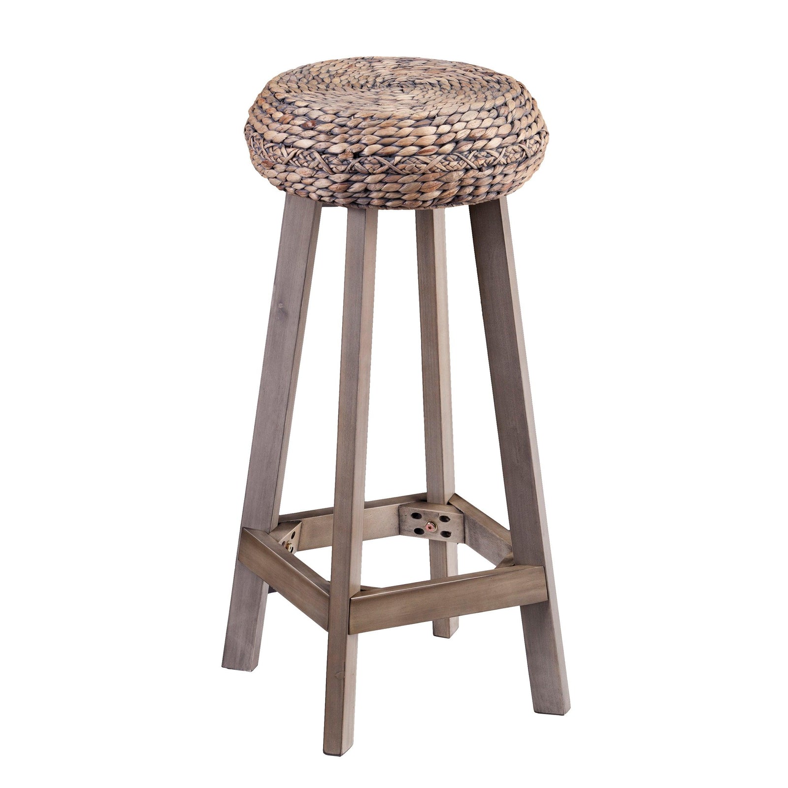 SEI Furniture Rutina Round Backless Water Hyacinth 30" Barstools 2pc Set - Weathered Gray BAR STOOLS + COUNTER STOOLS