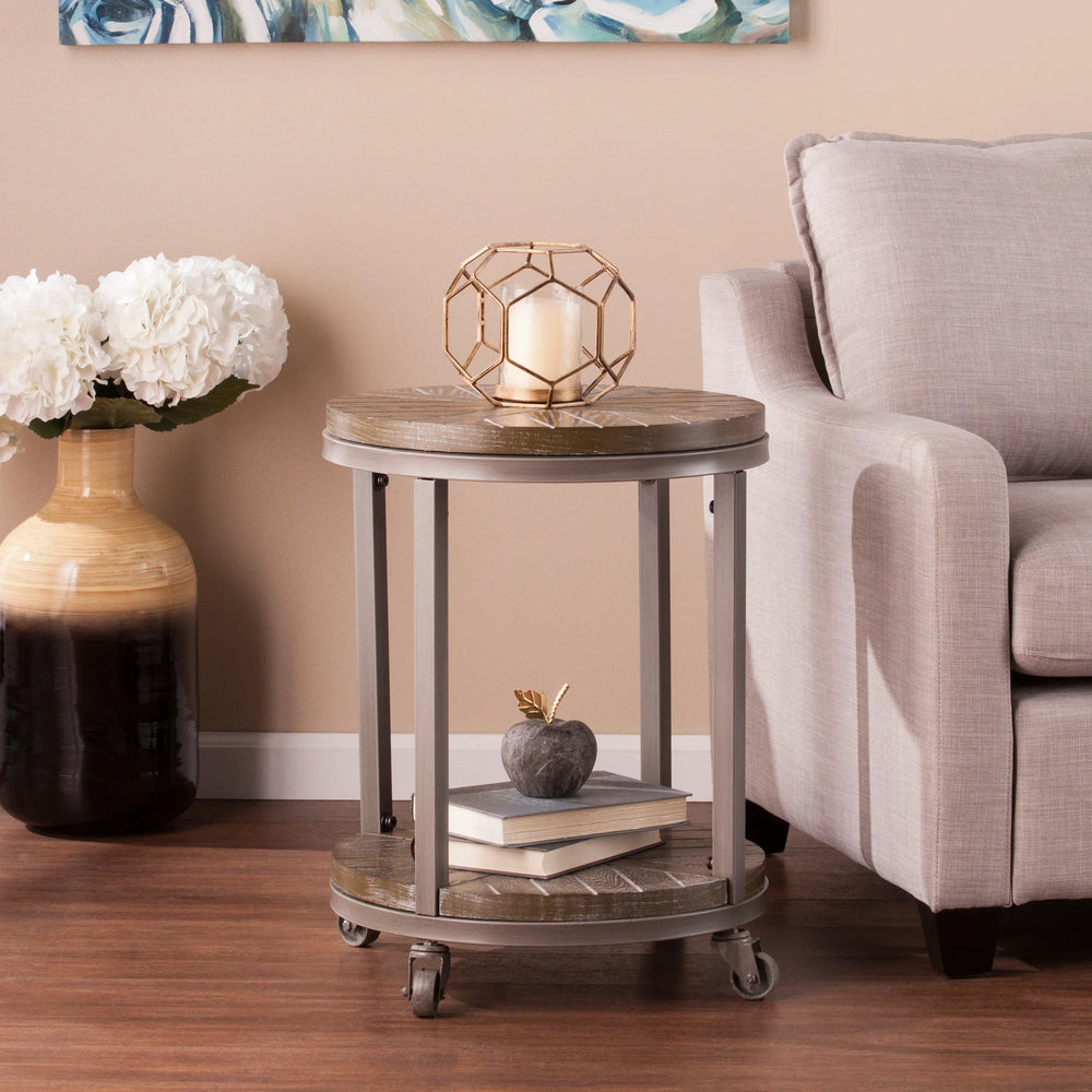 Konya Urban Industrial Round End Table - AmericanHomeFurniture