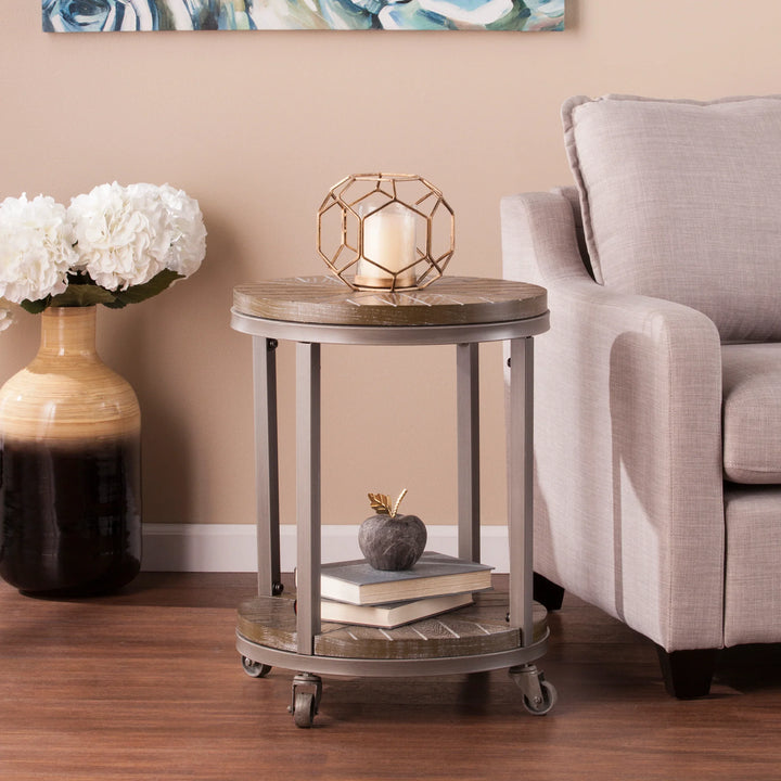 Konya Urban Industrial Round End Table - AmericanHomeFurniture