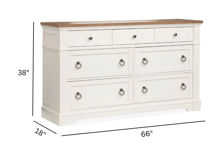 Kingston Whisper White And Cerused Nutmeg Drawer Dresser - B6407-20