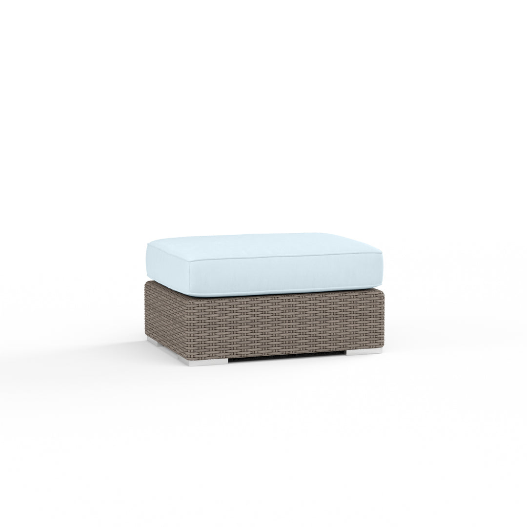 Coronado Ottoman in Canvas Skyline w/ Self Welt