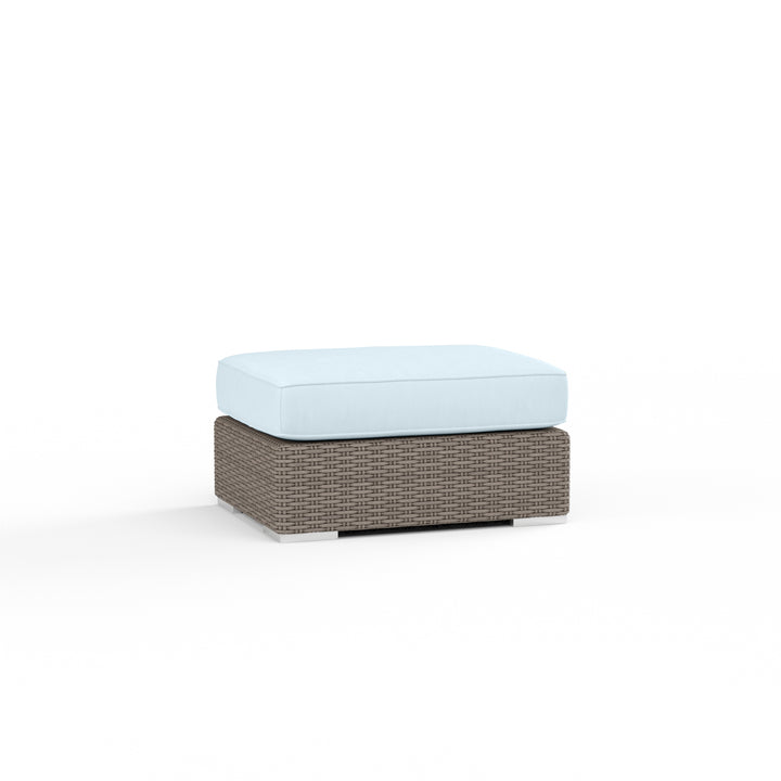Coronado Ottoman in Canvas Skyline w/ Self Welt