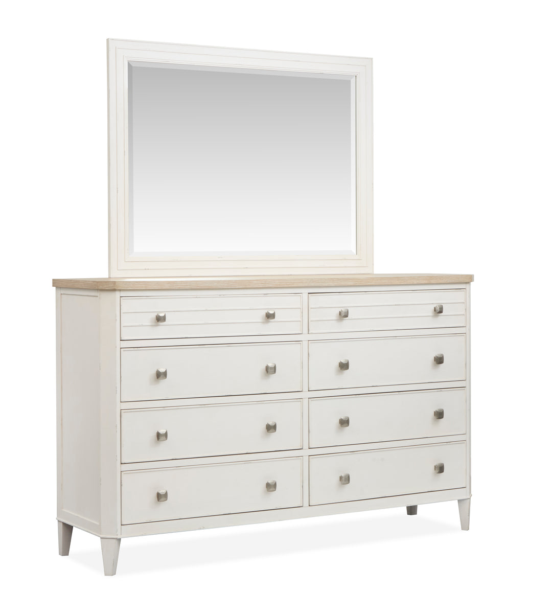 Echo Isles Sea Pearl And Driftwood Double Drawer Dresser With Landscape Mirror - B6310-2240