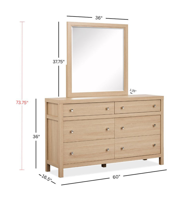 Merrifield Sandstone Beige Dresser With Portrait Mirror - B5906-2242
