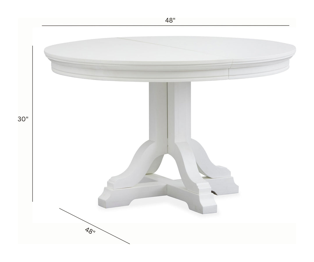 Charleston White Dove White Extendable 48" Round Dining Table - D5611-22WH