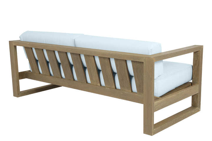 Coastal Teak Sofa in Canvas Skyline, No Welt