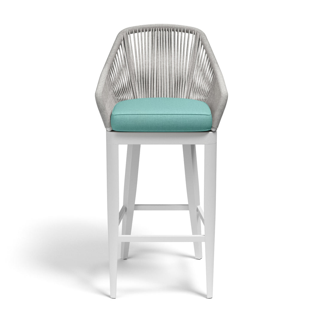 Miami Barstool in Dupione Celeste w/ Self Welt