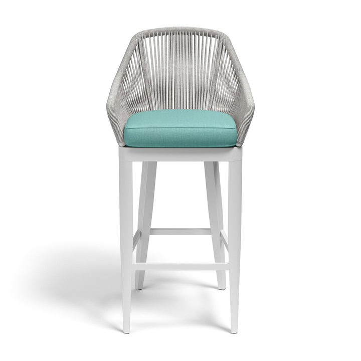 Miami Barstool in Dupione Celeste w/ Self Welt