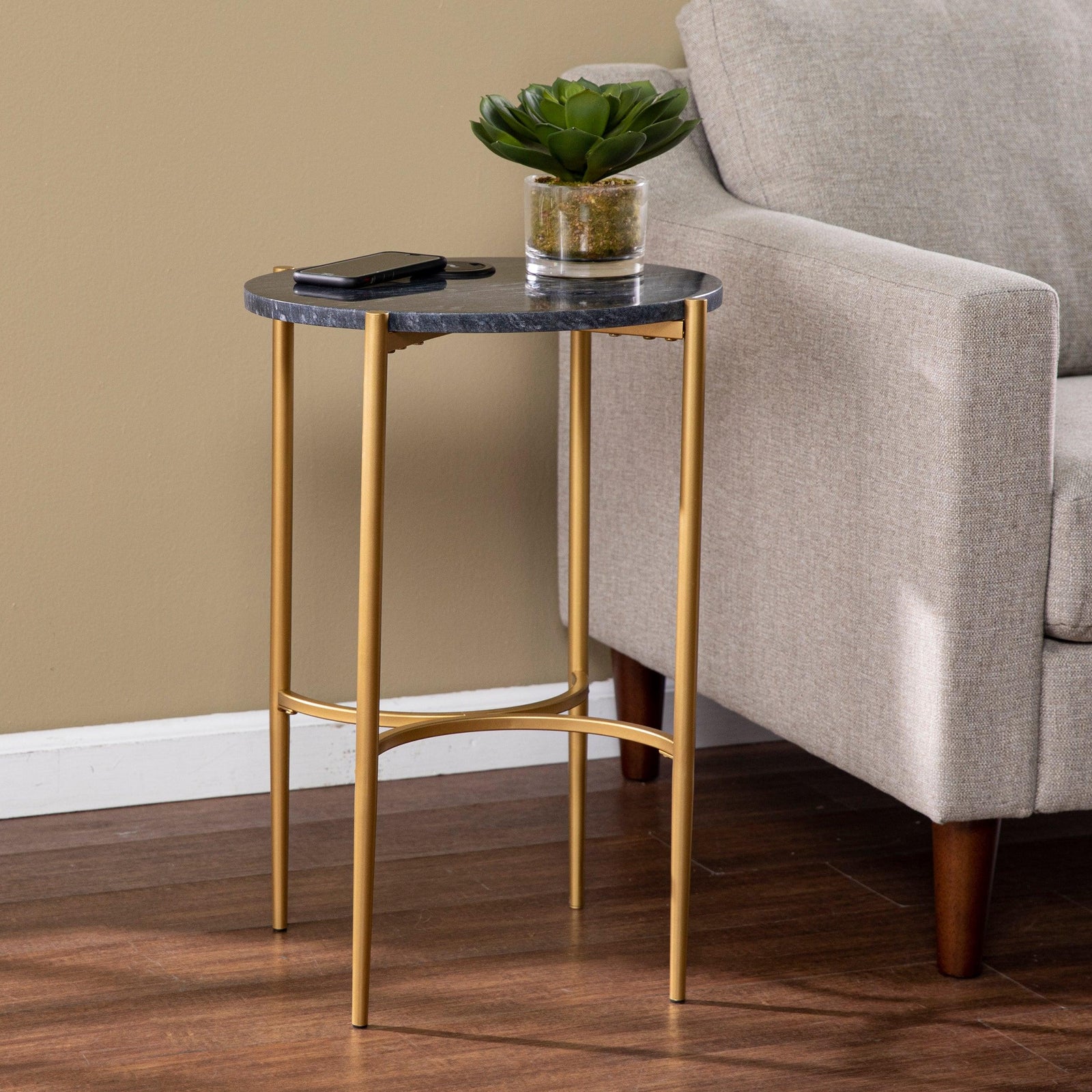 SEI Furniture Clarvin Side Table w/ Wireless Charging Station ACCENT TABLES