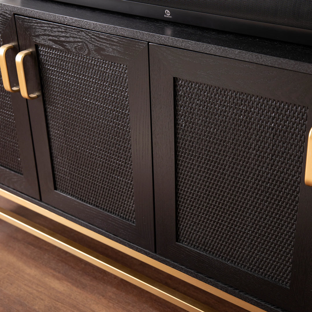 Rolliston Contemporary 4-Door Media Console - AmericanHomeFurniture