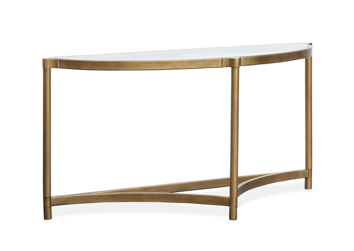 Cassidy Aged Brass And Volakas Classic Demilune Sofa Table - T6357-75