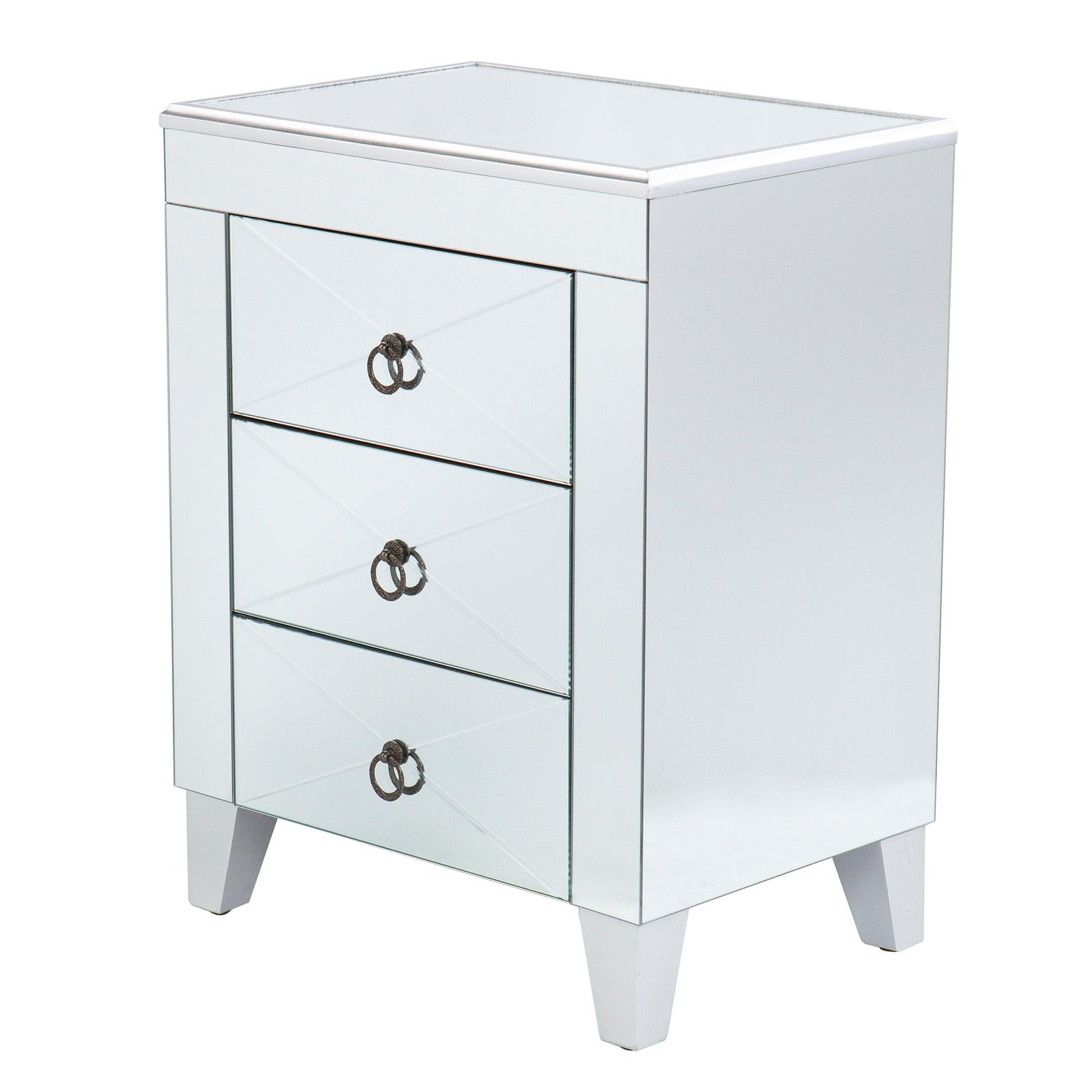 SEI Furniture Cresheim Mirrored End Table w/ Drawers ACCENT TABLES