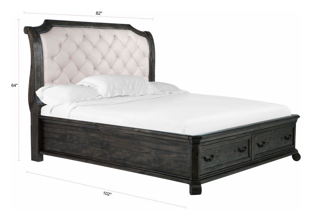 Bellamy Peppercorn California King Sleigh Storage Bed - B2491-73