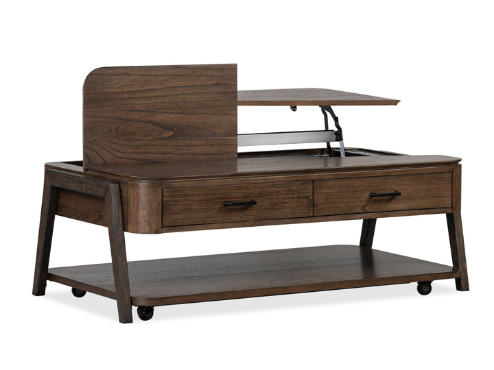 Hallie Milk Chocolate And Dark Chocolate Lift Top Storage Cocktail Table With Casters - T6355-50