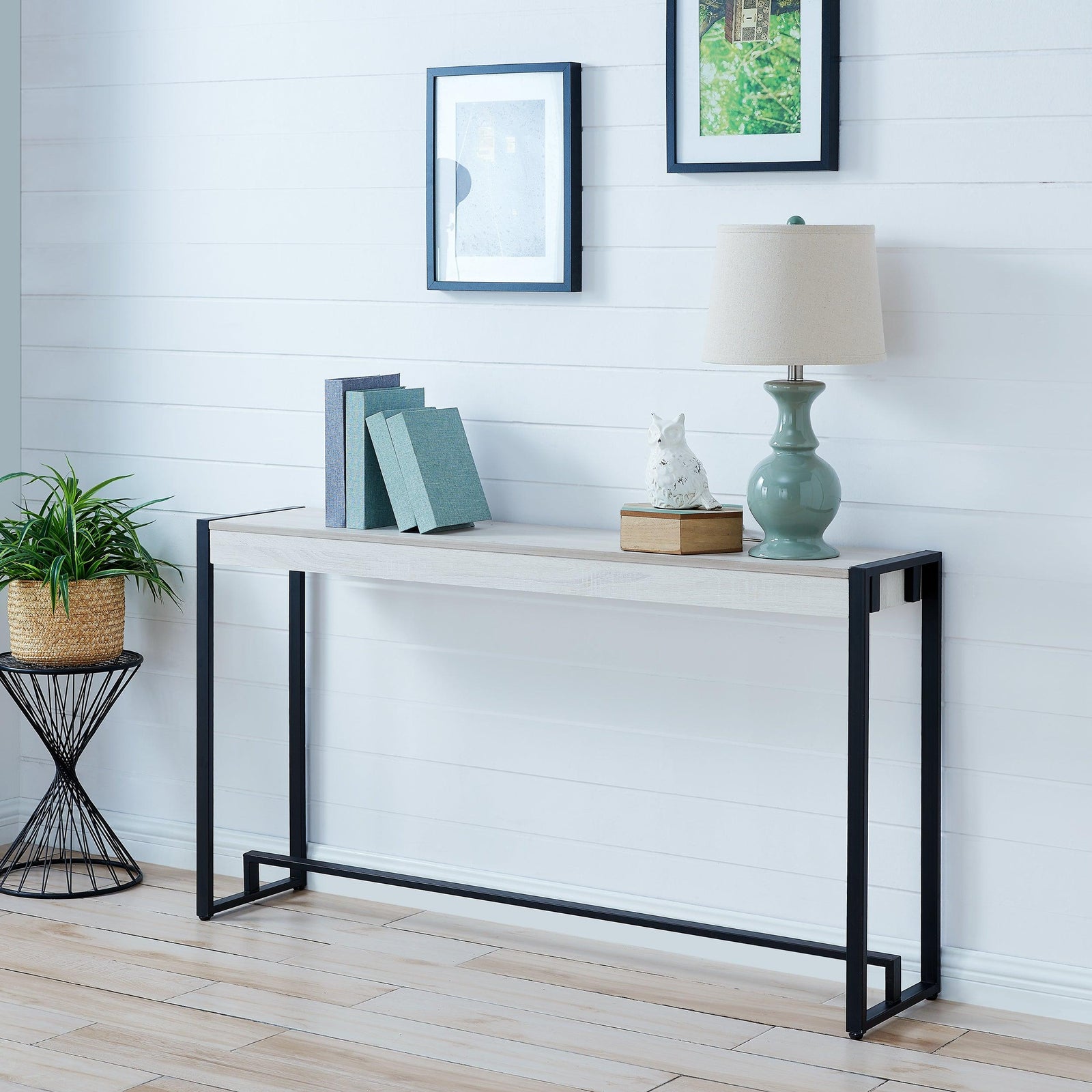 SEI Furniture Holly & Martin Macen Console - Black w/ Distressed White CONSOLE TABLES