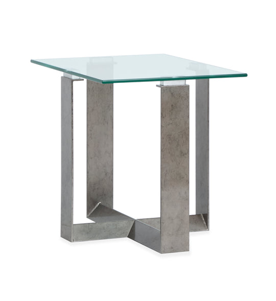 Holden Aged Pewter And Chrome Pucks Rectangular End Table - T6456-03