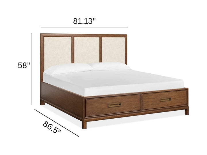 Ridgefield Russet Upholstered Panel Storage Bed