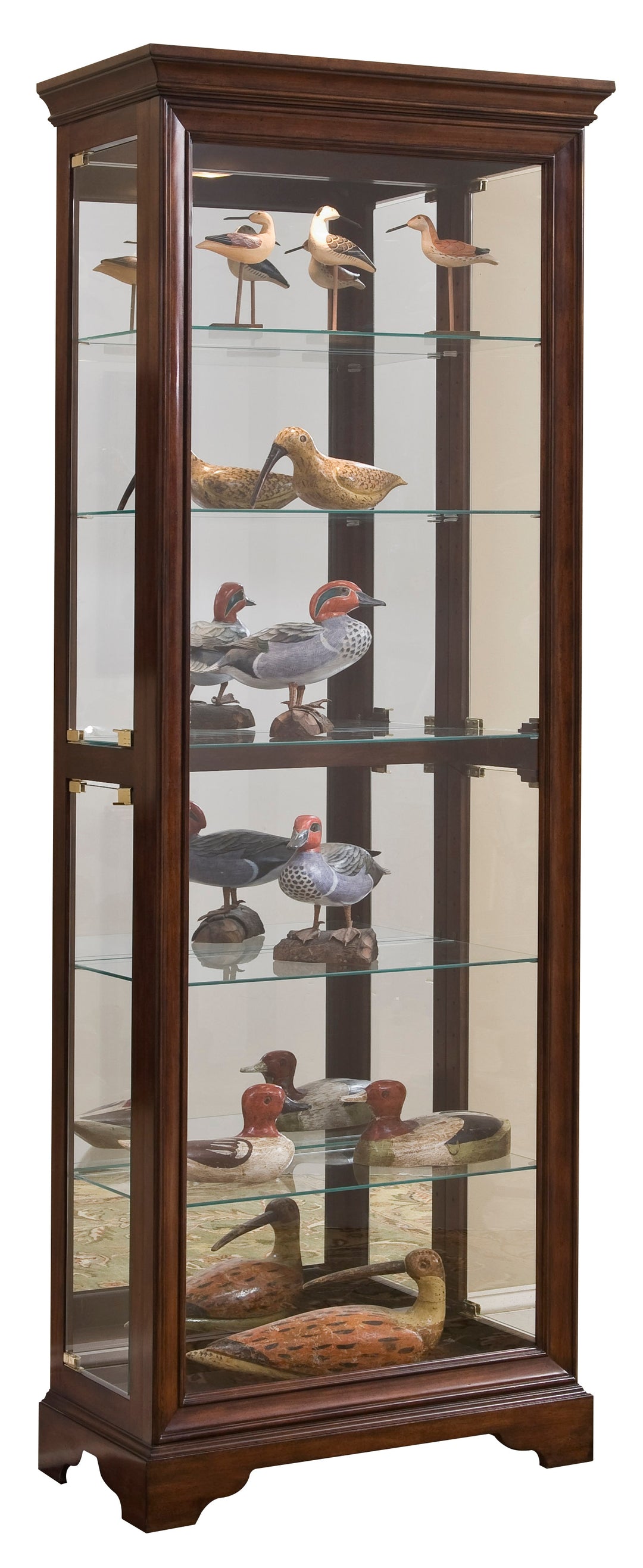 Curios Oak Brown Mirrored 5 Shelf Gallery Curio Cabinet - 21308