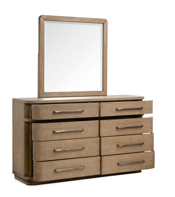 Thorne Amber Brown Double Drawer Dresser With Portrait Mirror - B6593-2242