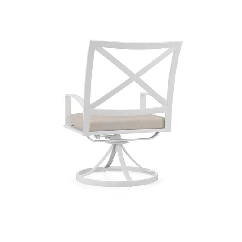 American Home Furniture | Sunset West - Bristol Swivel Dining Chair in Canvas Flax w/ Self Welt