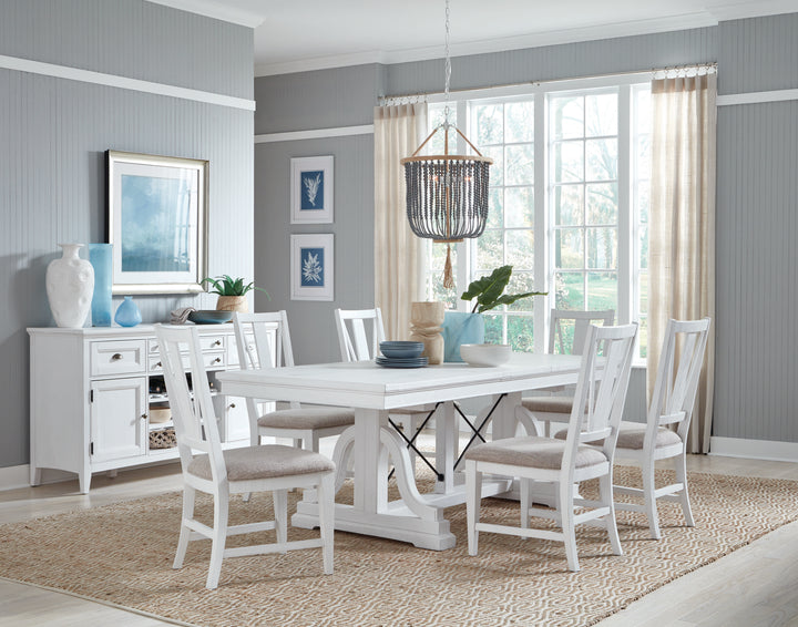 Heron Cove Chalk White And Dovetail Grey Extendable Trestle Dining Table - D4400-25