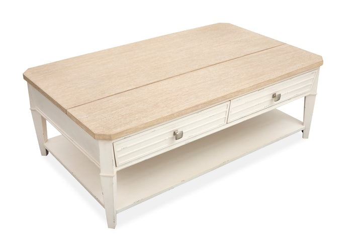 Echo Isles Sea Pearl And Driftwood Lift Top Storage Cocktail Table With Casters - T6310-50