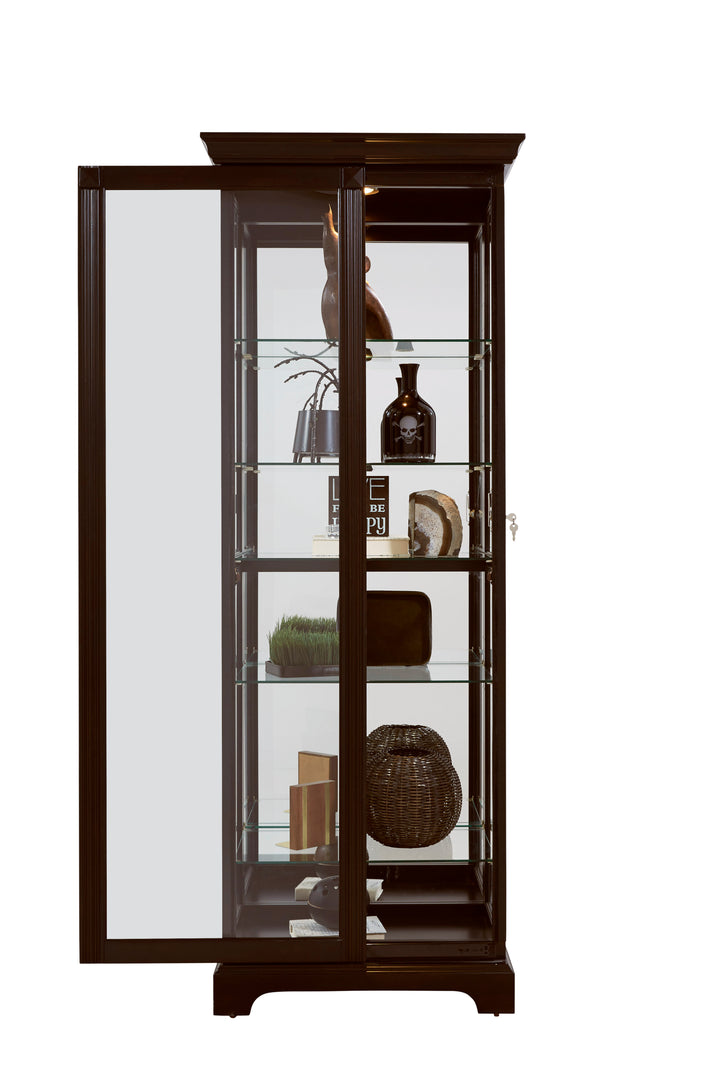 Curios Deep Cherry Brown Locking Slide Door 5 Shelf Curio Cabinet - 21459