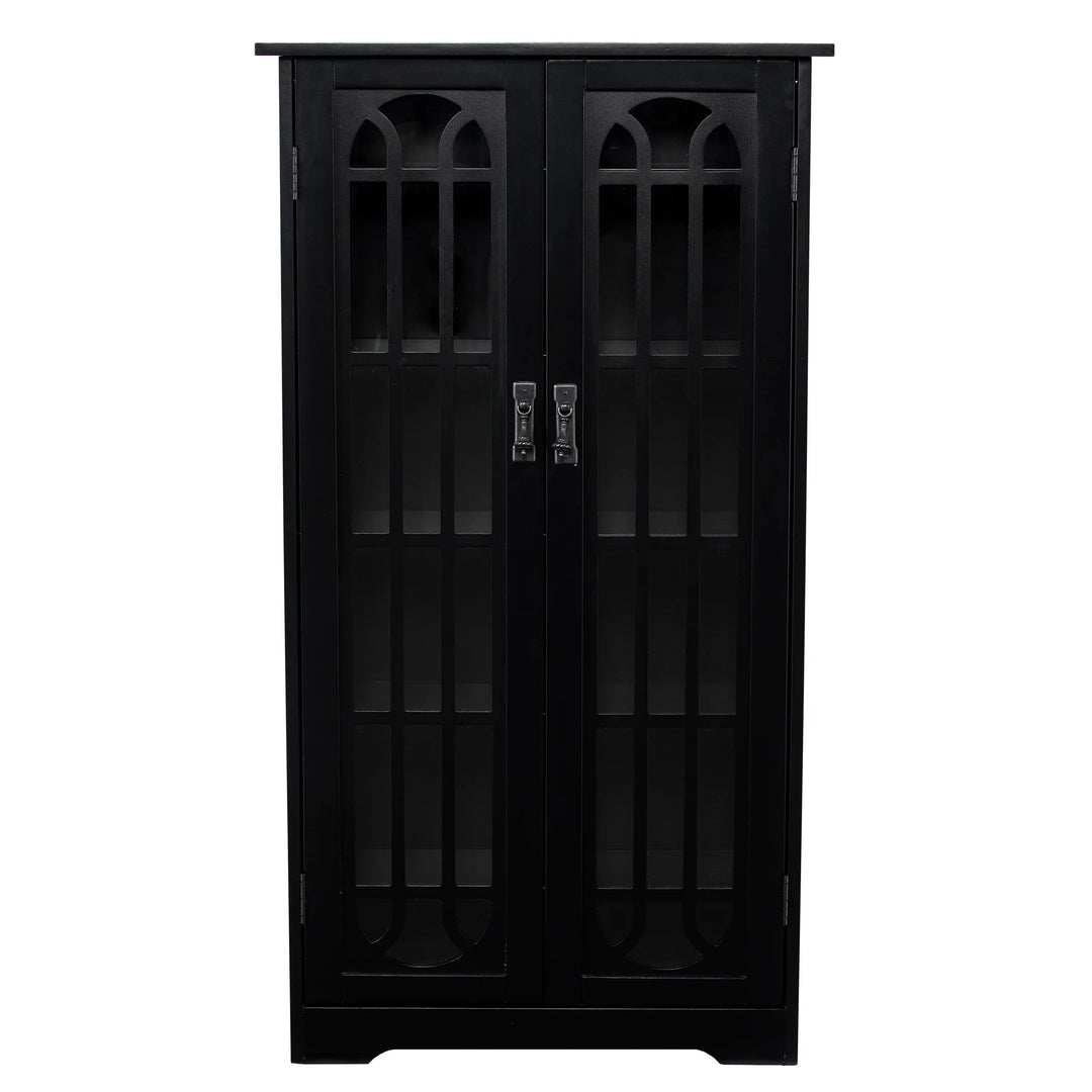 Window Pane Media Cabinet - Black - AmericanHomeFurniture