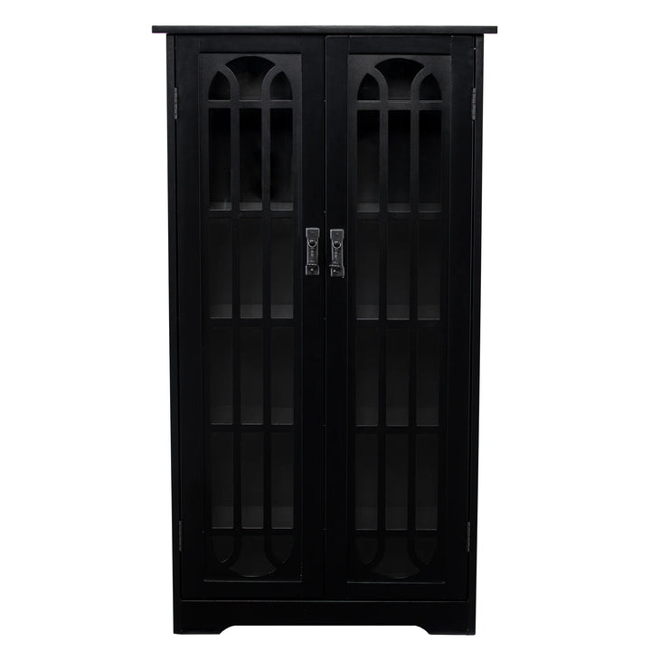 Window Pane Media Cabinet - Black - AmericanHomeFurniture