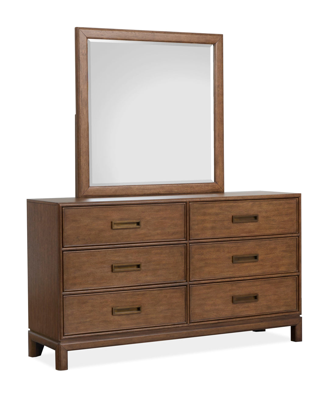 Ridgefield Russet Double Drawer Dresser With Landscape Mirror - B6436-2240