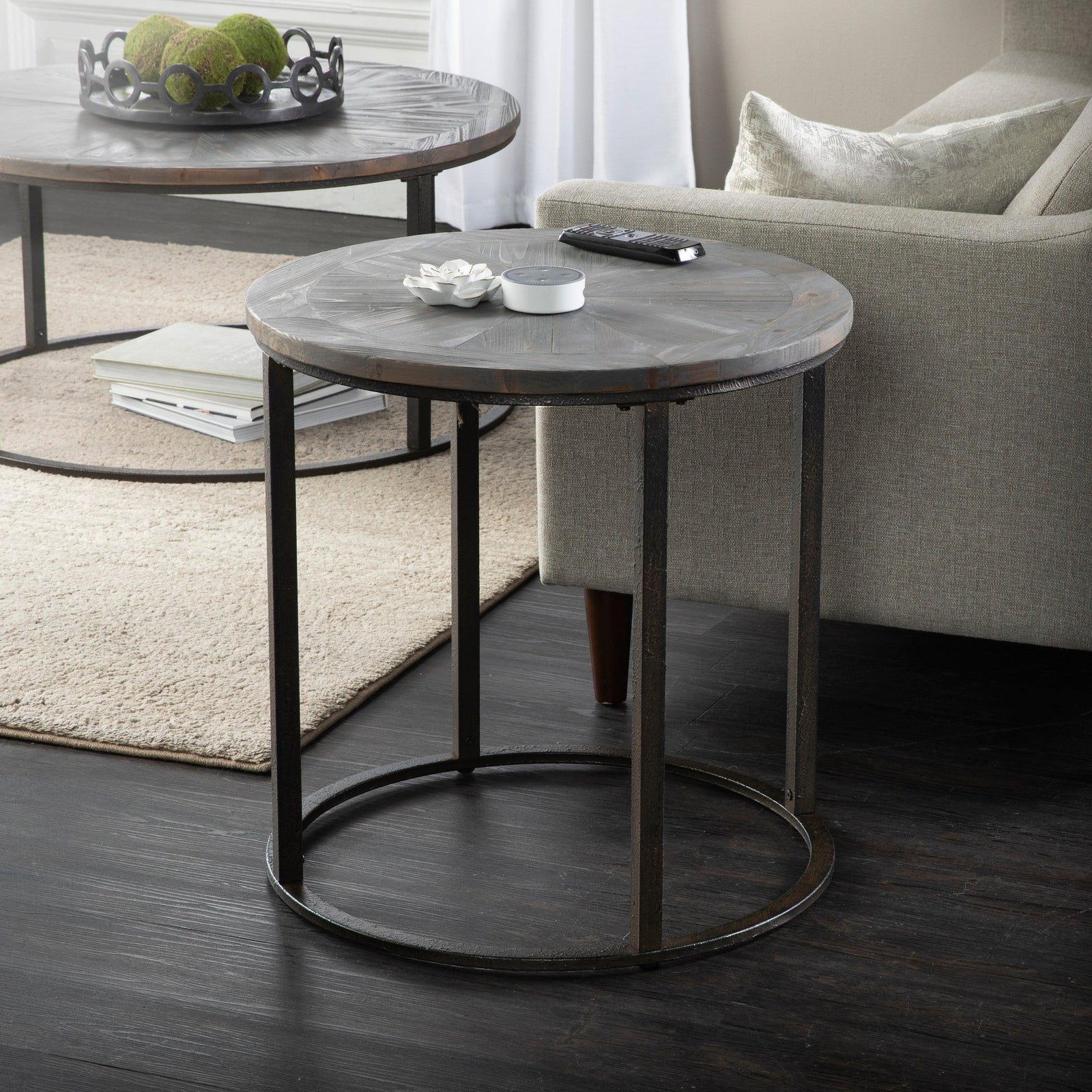 SEI Furniture Landsmill Round Industrial End Table ACCENT TABLES
