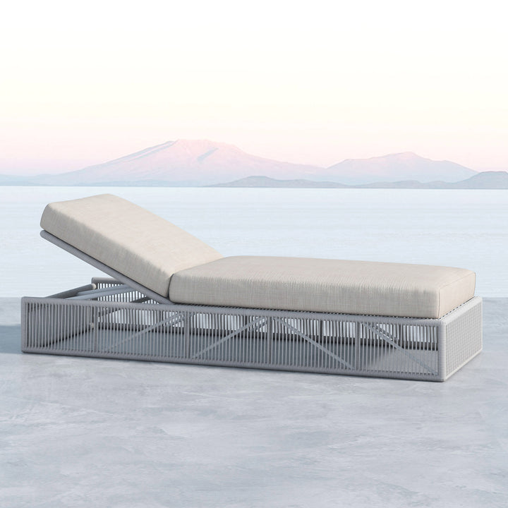 Miami Adjustable Chaise in Dupione Celeste w/ Self Welt