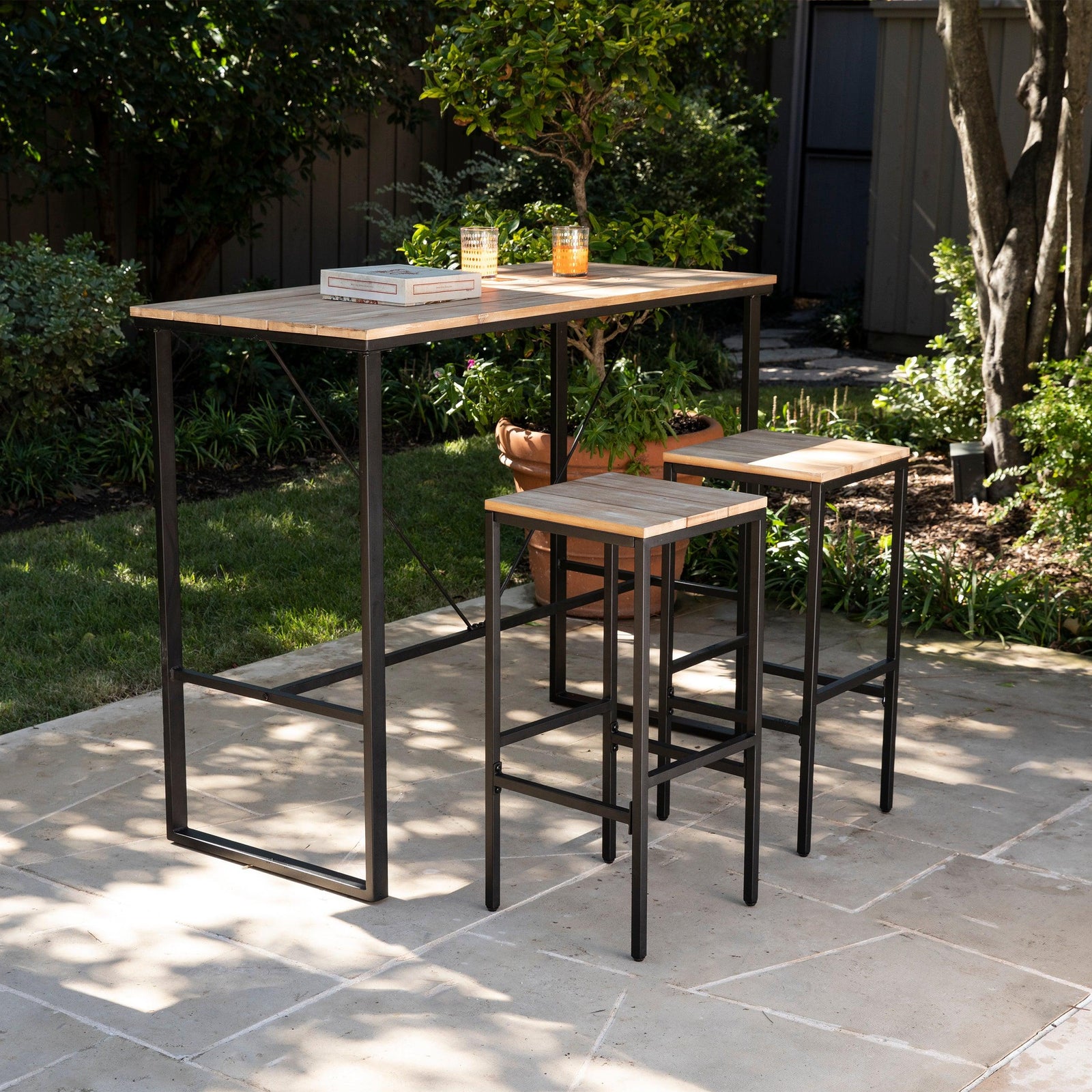 SEI Furniture Venallo 3pc Indoor/Outdoor Space Saving Bar Set OUTDOOR DINING SETS